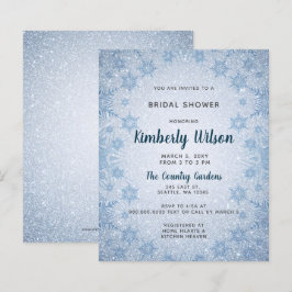 Budget Blue Snowflakes Bridal Shower Uitnodiging