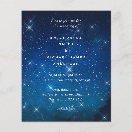 Budget Blue Sterrennacht Sky White Stars Wedding (Voorkant)