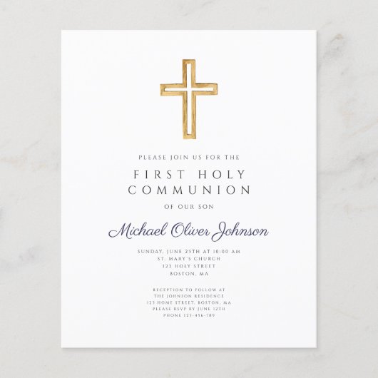 Budget Blue Stripes Religious Boy First Community (Voorkant)