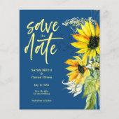 Budget Blue Sunflower Bewaar datum uitnodiging (Voorkant)