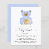 Budget Blue Teddy Bear Baby Shower Uitnodiging (Voorkant / Achterkant)