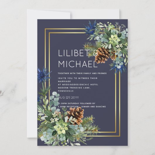 BUDGET Blue Thistle Eucalyptus Weddenschap Wonderl Kaart (Voorkant)