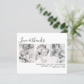 BUDGET Blue Three Photos New Baby Dank je kaart (Staand voorkant)