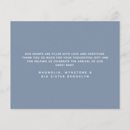 BUDGET Blue Three Photos New Baby Dank je kaart (Achterkant)