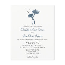 Budget Blue Tropical Palm Tree Wedding Invitations