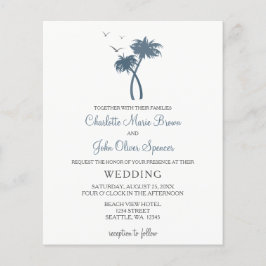 Budget Blue Tropical Palm Tree Wedding Invitations