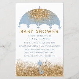 Budget Blue Umbrella Boy Baby shower Invitation