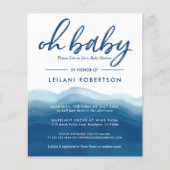 Budget Blue Waterverf Baby Boy Shower Uitnodiging (Voorkant)