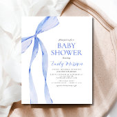 Budget Blue Waterverf Bow Boy Baby shower Flyer