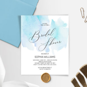Budget Blue Waterverf Bridal Shower Invitation