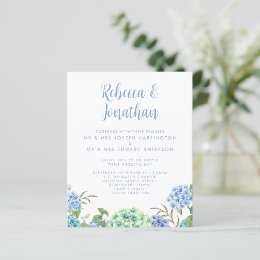 Budget Blue Waterverf Floral Weddenschap (Staand voorkant)