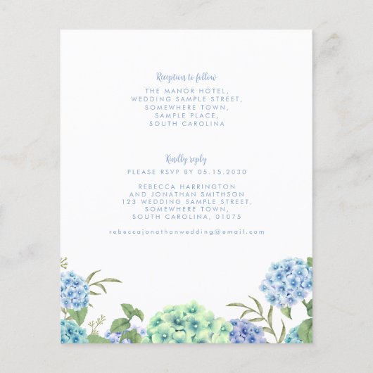 Budget Blue Waterverf Floral Weddenschap (Achterkant)