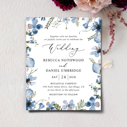 Budget Blue Waterverf Floral Weddenschap