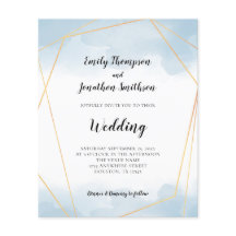 Budget Blue Waterverf Gold Geometric Wedding