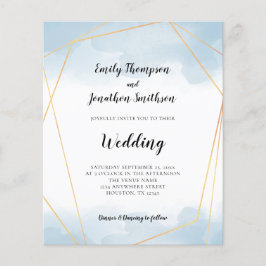 Budget Blue Waterverf Gold Geometric Wedding