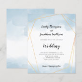 Budget Blue Waterverf Gold Geometric Wedding (Voorkant / Achterkant)
