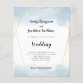 Budget Blue Waterverf Gold Geometric Wedding (Voorkant)