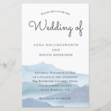Budget Blue Waterverf Mountain Wedding