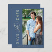 Budget Blue Wedding Photo Wimshical Script  (Voorkant / Achterkant)