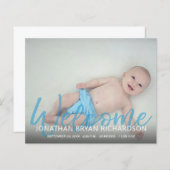 Budget Blue Welcome Multi Photo Baby Aankondiging (Voorkant / Achterkant)