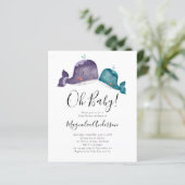 BUDGET Blue Whale Oh Baby shower Invitation (Staand voorkant)