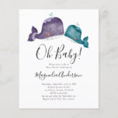 BUDGET Blue Whale Oh Baby shower Invitation (Voorkant)
