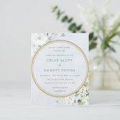 Budget Blue White Floral Wedding Invitation (Staand voorkant)