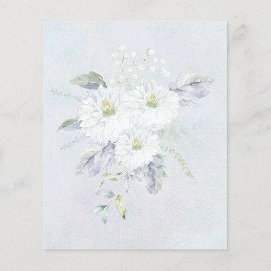 Budget Blue White Floral Wedding Invitation (Achterkant)