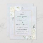 Budget Blue White Floral Wedding Invitation (Voorkant / Achterkant)