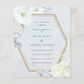Budget Blue White Floral Wedding Invitation (Voorkant)