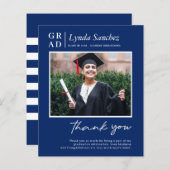 Budget Blue White Photo Afstuderen Hartelijk dank (Voorkant / Achterkant)