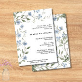 Budget Blue Wildflowers Afstuderen Uitnodiging