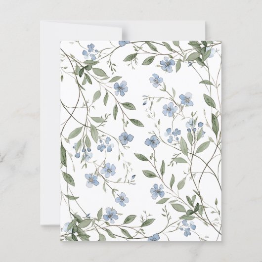 Budget Blue Wildflowers Afstuderen Uitnodiging (Achterkant)