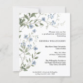 Budget Blue Wildflowers Afstuderen Uitnodiging (Voorkant)