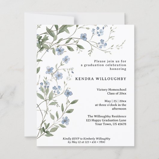 Budget Blue Wildflowers Homeschool Afstudeerder Ui (Voorkant)