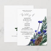 Budget Blue Winter Berries & Pine Greenery Wedding (Voorkant / Achterkant)