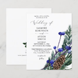 Budget Blue Winter Berries & Pine Greenery Wedding