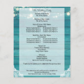 Budget Blue Wood, Licht, Lace Wedding Program (Achterkant)