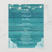 Budget Blue Wood, Licht, Lace Wedding Program (Voorkant)