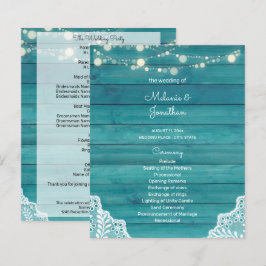 Budget Blue Wood, Licht, Lace Wedding Program