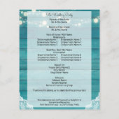 Budget Blue Wood, Lights, Lace Wedding Ceremony Flyer (Achterkant)