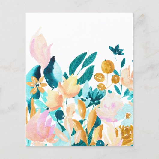 Budget Blue Yellow Floral Wedding Invitation (Achterkant)