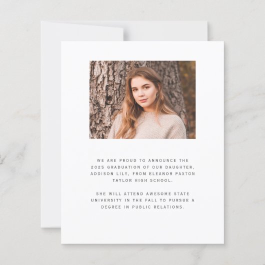 Budget Blush Agaat Foto Afstuderen Aankondiging (Achterkant)