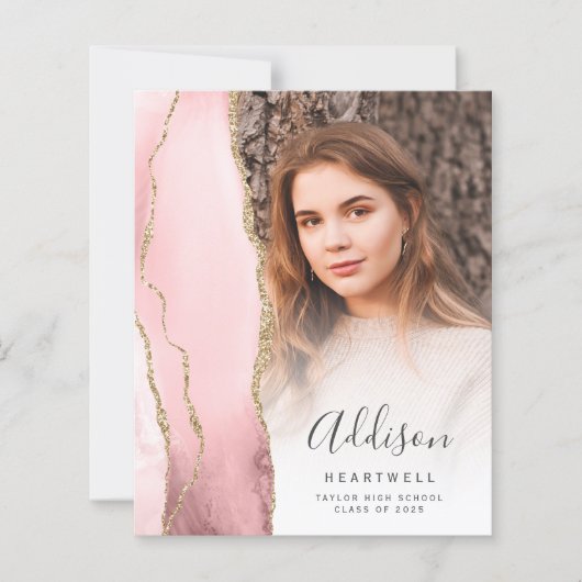 Budget Blush Agaat Foto Afstuderen Aankondiging (Voorkant)