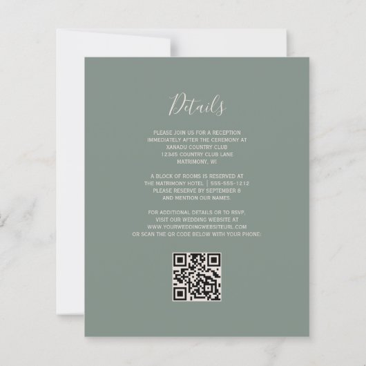 Budget Blush Agaat Sage Green QR Code Trouwen (Achterkant)