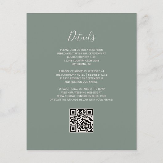 Budget Blush Agaat Sage Green QR Code Trouwen (Achterkant)