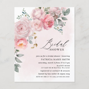 Budget Blush Bloemen Bruids Douche Uitnodigingen
