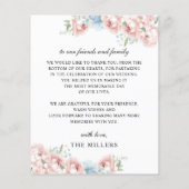 Budget Blush Bloemen Bruiloft Dank u kaart (Achterkant)
