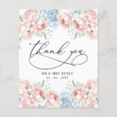 Budget Blush Bloemen Bruiloft Dank u kaart (Voorkant)