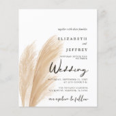 Budget Blush Boho Pampas Wedding Uitnodiging (Voorkant)